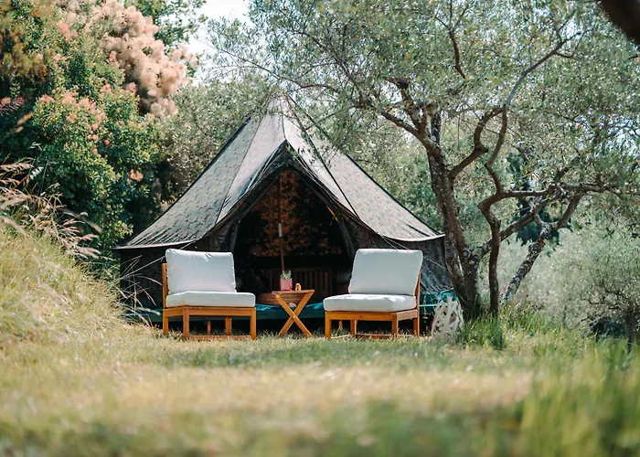 Private Olive Glamping With Tiny House And Two Tents Campingplads